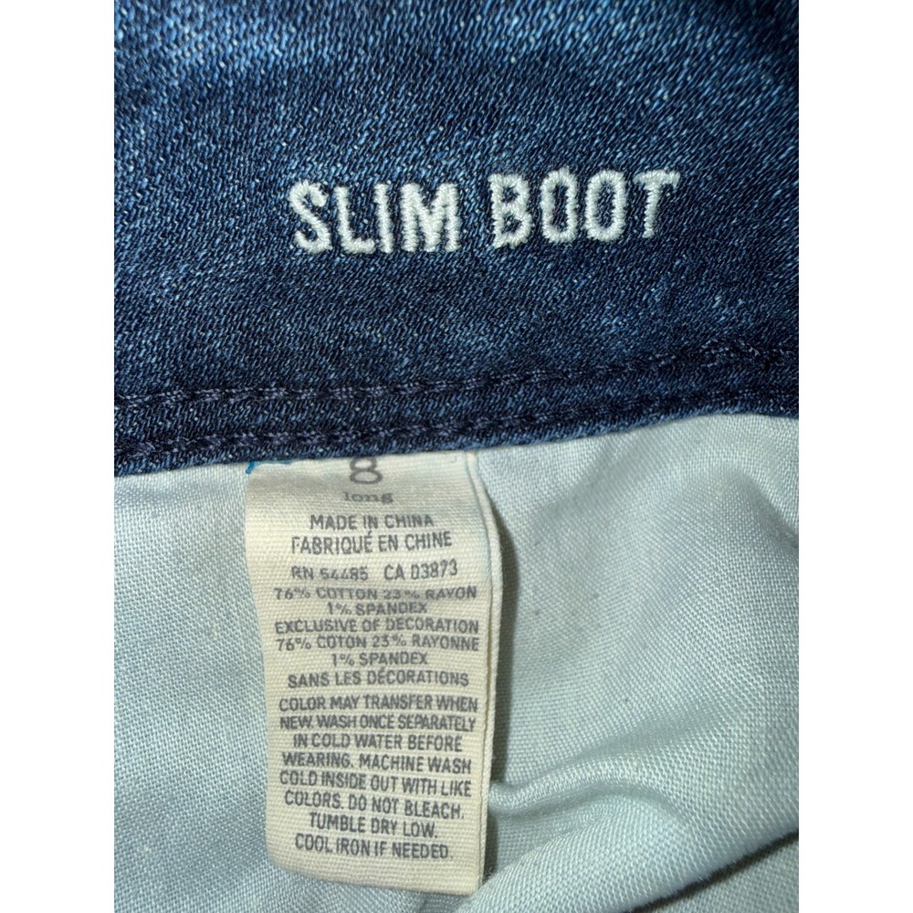 American Eagle Slim Boot Jeans Womens 8 Long Dark Wash Stretch Denim Blue 03873 - Picture 5 of 7